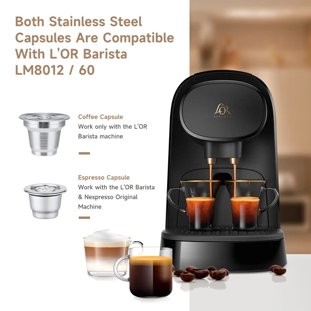 Reusable Stainless Steel Coffee Capsules Compatible with L'OR Barista LM8012 Refillable Coffee Pods Metal L'or Espresso Pods