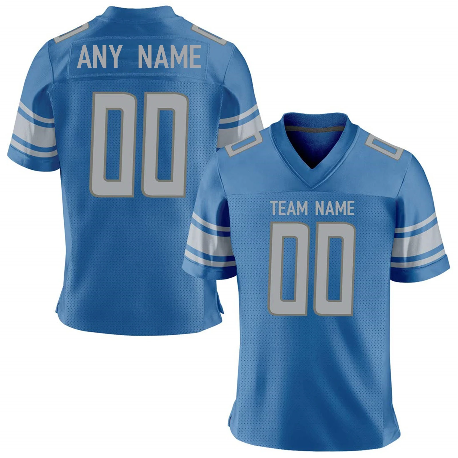 thumbnail image 1 of Camiseta de fútbol americano personalizada con nombre del equipo impreso y número, uniforme de entrenamiento, regalo para fanáticos de los Detroit Lions para adultos y niños, 1 of 4