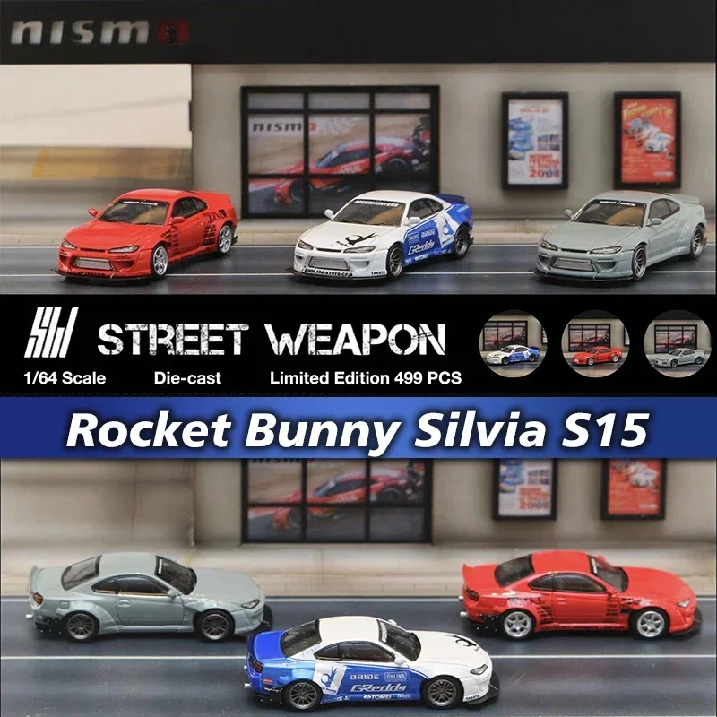 

SW 1:64 Rocket Bunny Silvia S15 GReddy, литый под давлением модель автомобиля, игрушки, уличное оружие, подарок