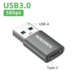 Rocoren USB Type C OTG Adapter - High-Speed USB 3.0 Female Cable Converter (Type C to USB Female)
