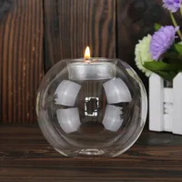 European Style Round Glass Candle Holder for Christmas, Wedding & Table Centerpiece Decor