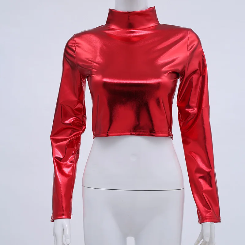 

VOLALO Pu Women Long Sleeve Shoulder Pad Zipper Faux Leather Jacket Short Coats Streetwear Gothic 2023 Autumn Winter Cool