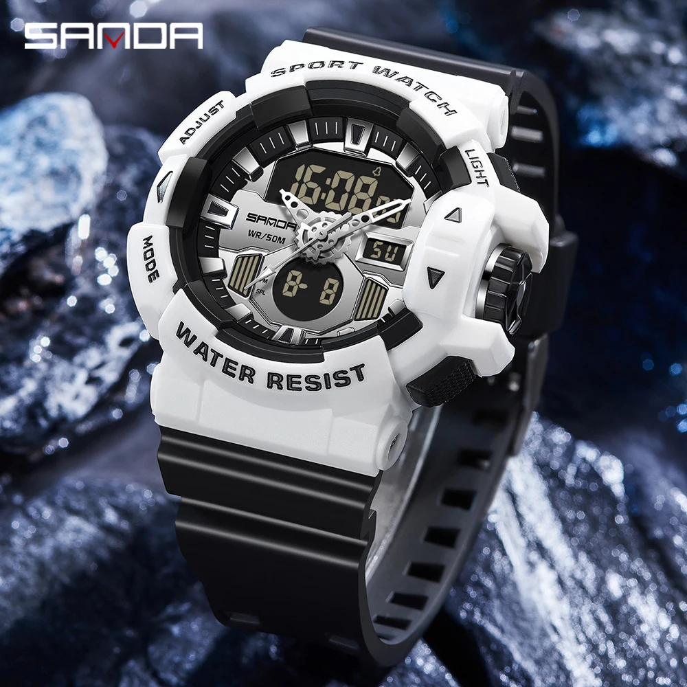 

Sanda New Product 3129 Electronic Watch Multi functional Men's Youth Watch Outdoor Sports Waterproof Watch