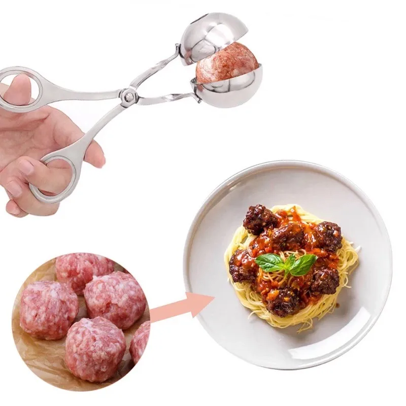 Meat Ball Maker Scoop Stainless Steel Cake Pop Rice Ball Mold Kitchen Tool  Tongs