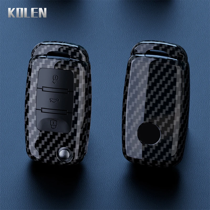 Key case ABS Carbon Fiber Car Key Case Cover Shell For VW Volkswagen Polo Golf Passat Beetle Tiguan Seat Leon Altea Skoda Octavia Kodiaq