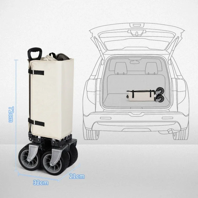 Outdoor Camping Trolley with Wheels European Portable Garden Carts Folding Shopping Cart Leisure Beach Cart Garden Supplies GZ