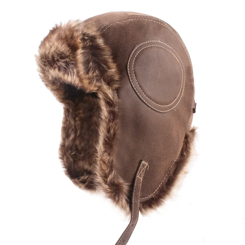 Kälteschutz Winterausrüstung Russische Ushanka Kossack Trapper Jäger Kopfbedeckung Pilot Aviator Sturmhaube Mütze – Detail 2
