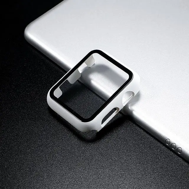Premium Tempered Glass Hard PC Bumper Case for Apple Watch Screen Protection