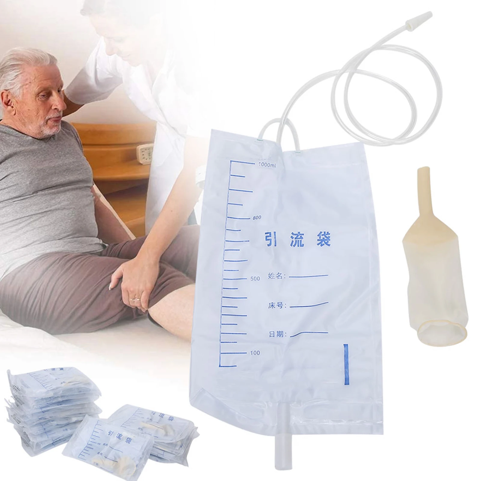 25pcs 1000ml Male Disposable Drainage Bag Household Urine Collection Bag Healthy Care