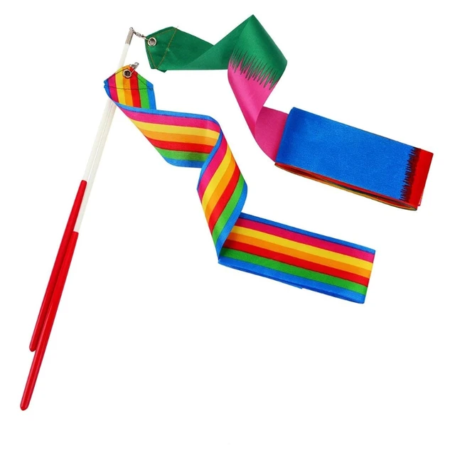 Rhythmic Gymnastics Ribbon for Children Artistic Dancing Rainbow Band Ribbon Kids Dance Bands 2 Metres Long Ribbons 5