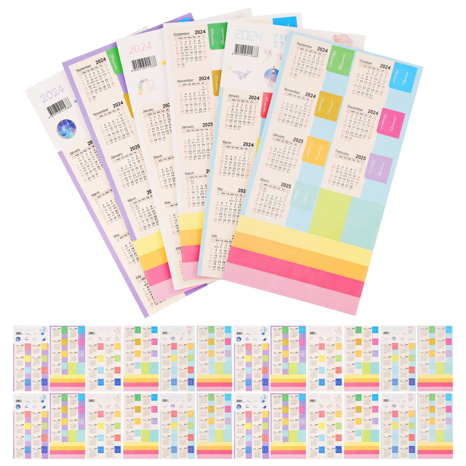 

15 Sets 2024 to 2025 Yearly Calendar Index Stickers DIY Label Planner Tabs Notebook Notepad Month For Adults