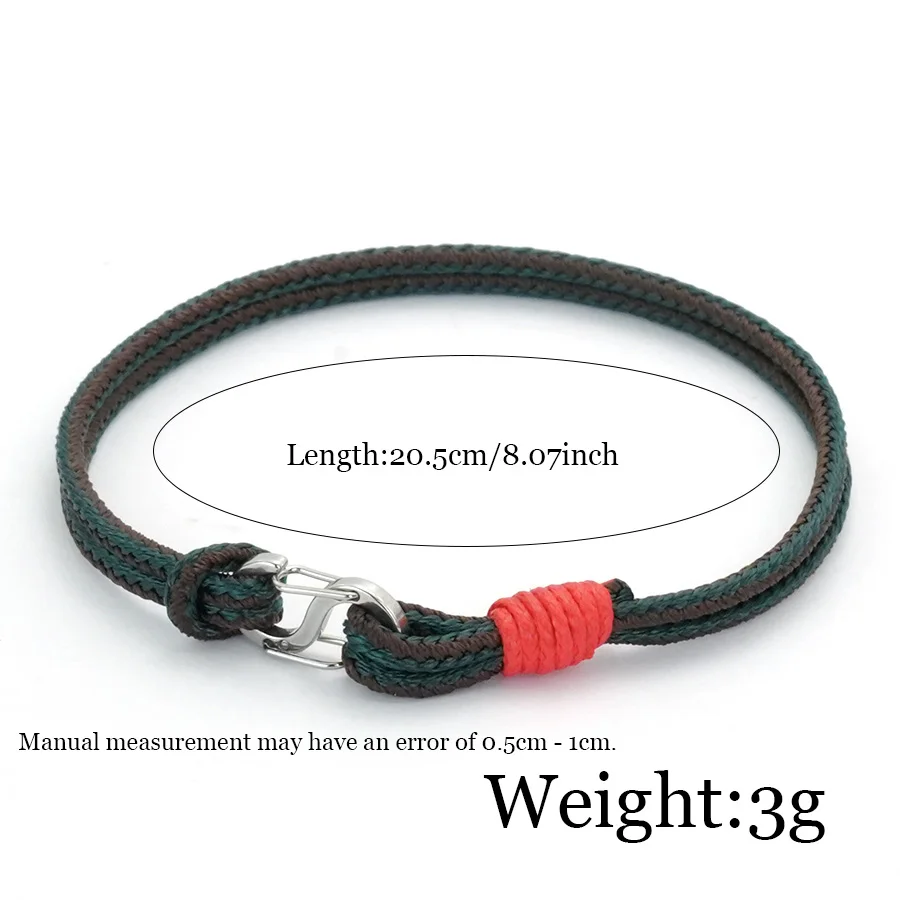 Stainless Steel Men Rope Bracelet with Buckle