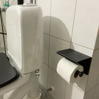 Aluminum Alloy Toilet Paper Holder Shelf With Tray Bathroom Accessories Kitchen Wall Hanging Punch-Free Toilet Paper Roll Holder 4