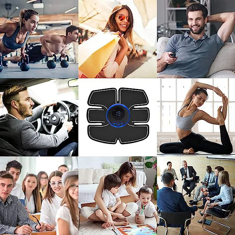 USB Rechargeable Electric Massager Wireless Abdominal Fitness Patch Body Shaping Massager Wireless LCD Display Arm Trainer