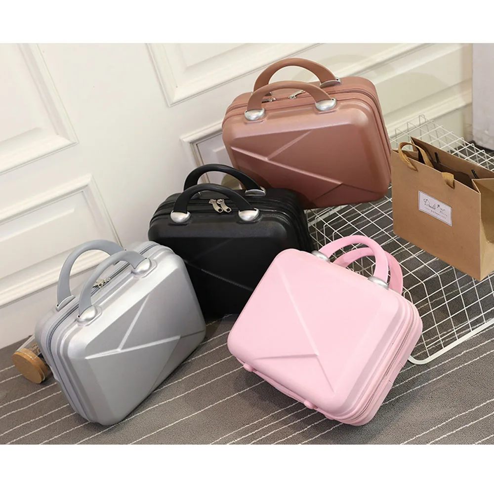 New 14 Inch khaki/Pink/Silver/Black Small Women Travel Suitcase Luggage Compressive Material Size:30-15-23cm