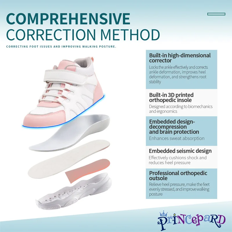 Orthopedic Shoe for Kids and Toddlers Princepard Corrective Sneakers with Ankle Arch Support for Boys and Girls'Flat Feet 5