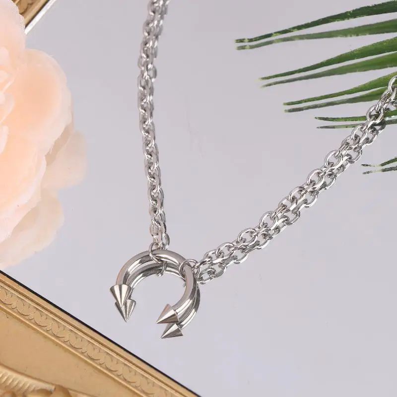 1PCS Titanium steel  Retro Hip-hop Style Titanium Steel Necklace Party Punk Rivet Pendant Unisex Choker Gothic Y2K Jewelry