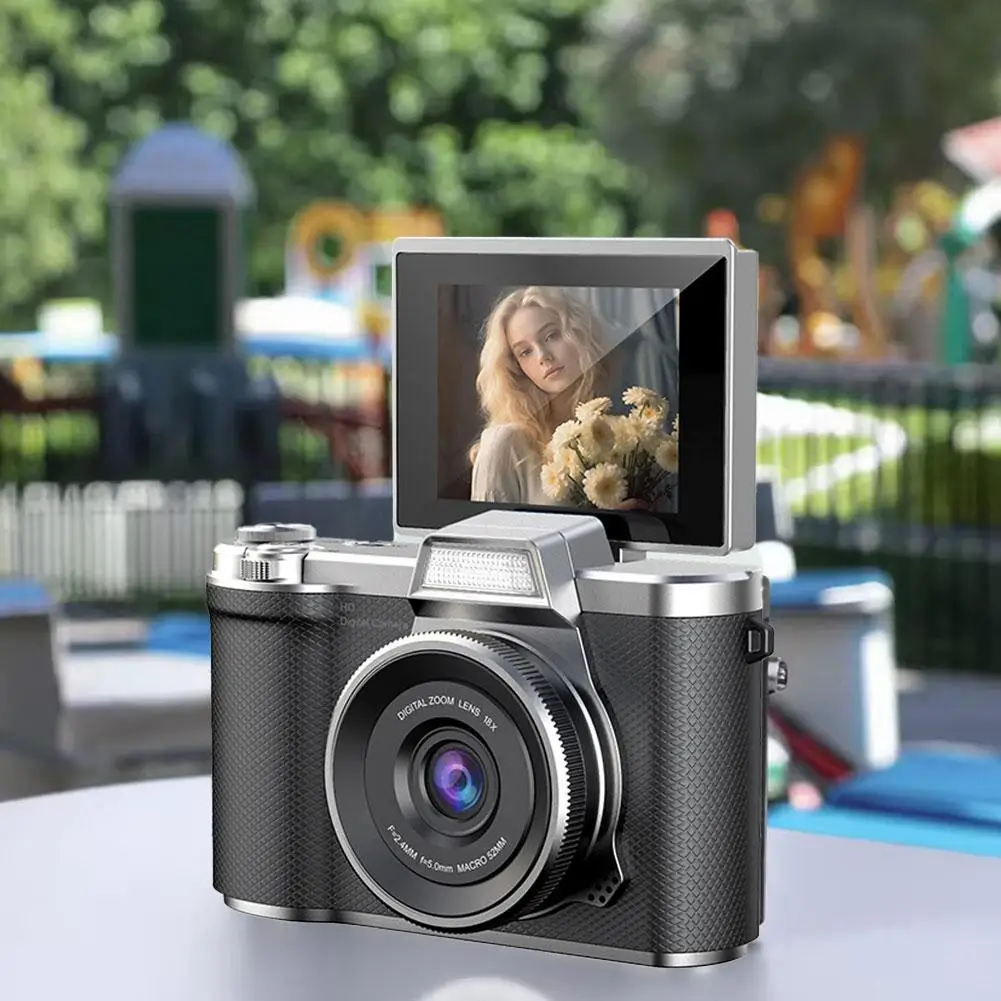 كاميرا رقمية للتصوير الفوتوغرافي، كاميرا تسجيل فيديو بدقة 4K 180 ° شاشة قابلة للطي 16X تكبير رقمي كاميرات مدمجة كاميرا مرشحة CCD T3Y4