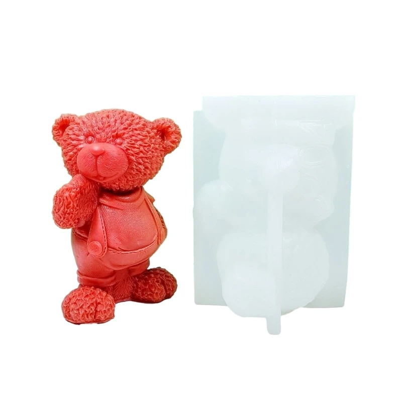 

Epoxy Handmade Mold Bear Decoration Candle Mold for DIY Decoration Making Soap 3D Stereo Standing Bear Candle Mold