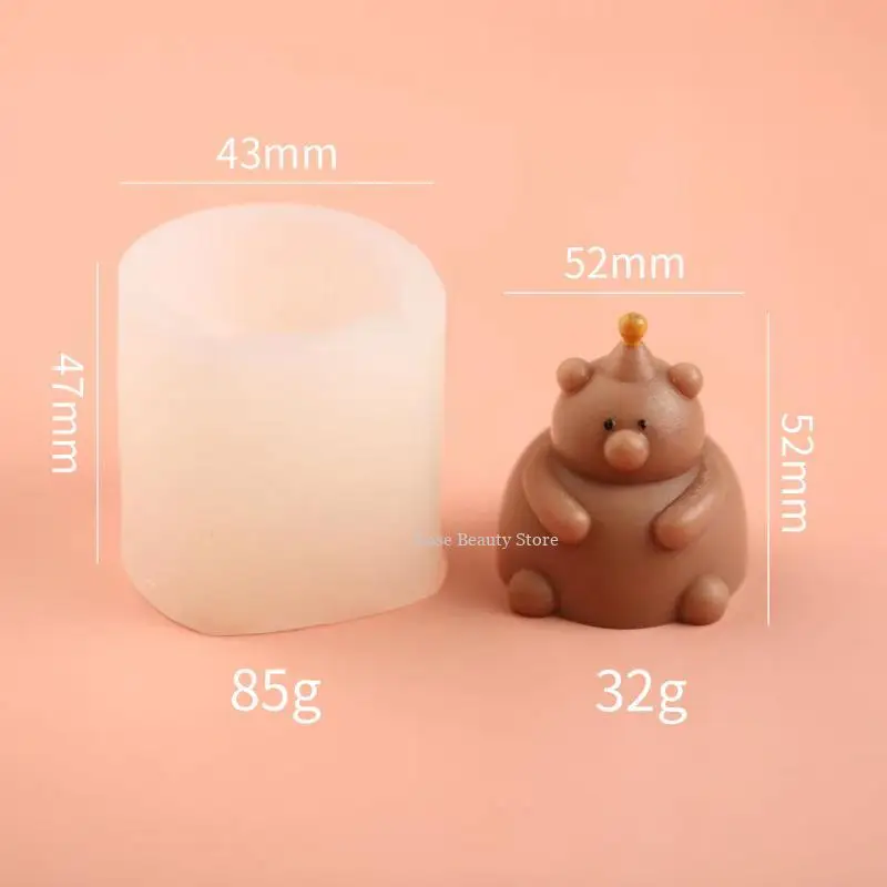Mini Bear Silicone Candle Mold 3D Cute Bear Soap Plaster Crafts Resin Concrete Casting Valentine's Day Gift Making