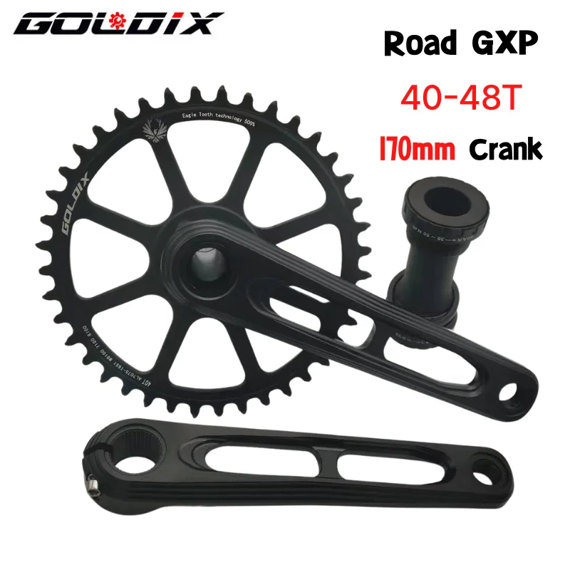 

GOLDIX Ultralight Bicycle Crankset Hollow 170mm Crank Road Bike GXPS Chainring 40-48T Aluminum Alloy Double Disc Riding Parts