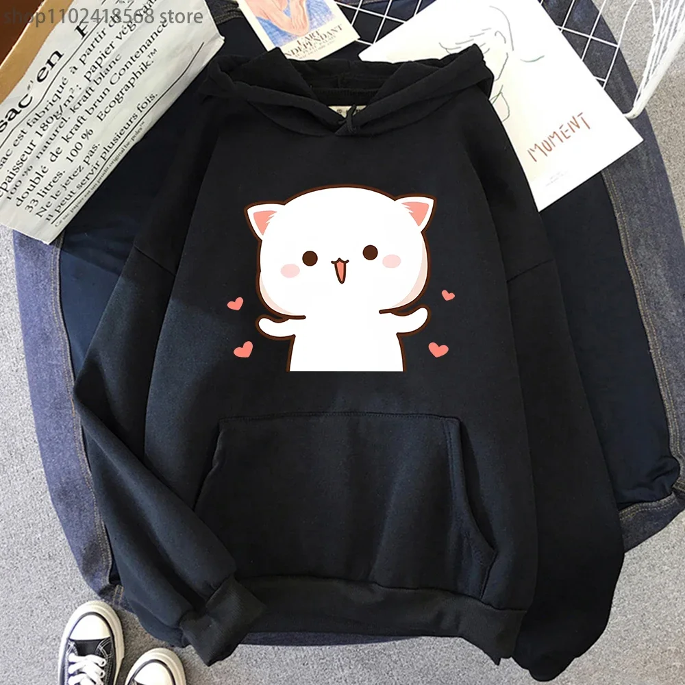 

Cartoon Cute Peach Cat Hoodies for Women Cartoon Print Sweatshirt Men Ropa Aesthetic Clothes Harajuku Kawaii Girls Anime Tops