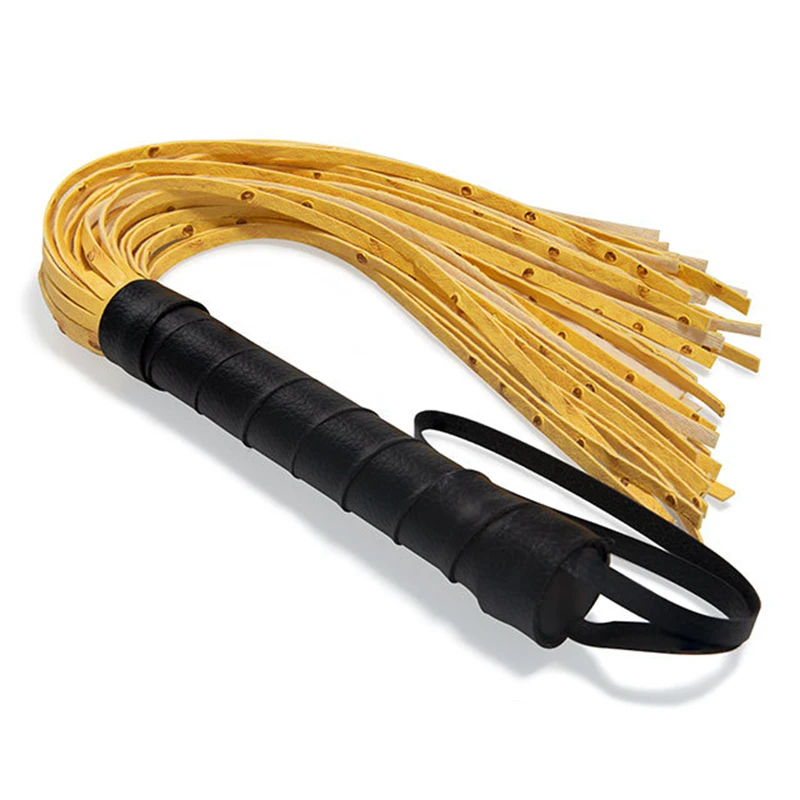 38.5CM Yellow PU Leather Tassels Flogger Horse Riding Whip Equestrianism Horse Whips 5