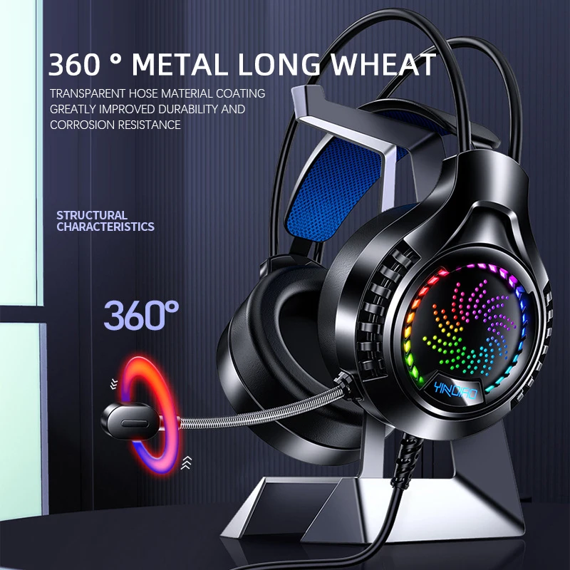 RYRA RGB Gaming Headphones 3.5mm Wired Surround Sound Headset With Mic Sound Card PC Computer Laptop PS4 PS5 Switch Gamer CSGO