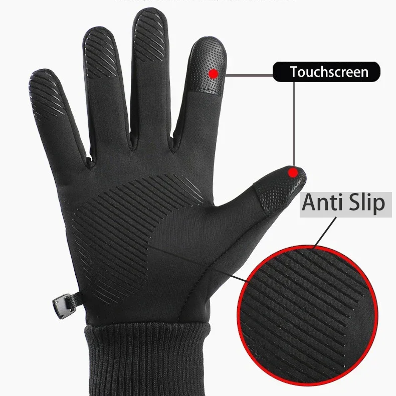Waterproof Windproof Thermal Adding Velvet Touchscreen Anti Slip Bicycle Cycling Sports Bike Outdoor Player Field Soccer Gloves 3