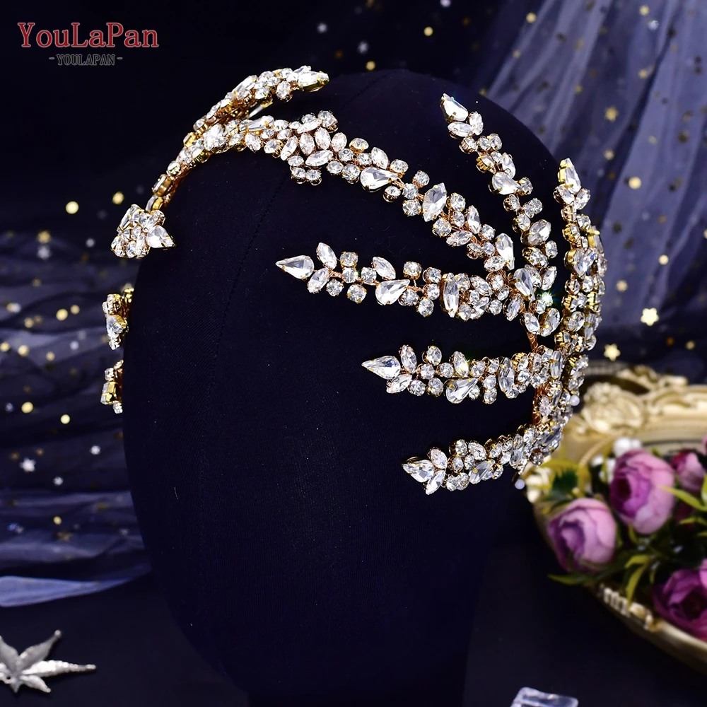 TOPQUEEN Bridal Headband Handmade Rhinestone Wedding Headpiece Hair Accessories Woman Headwear Bridal Tiara for Party  HP425