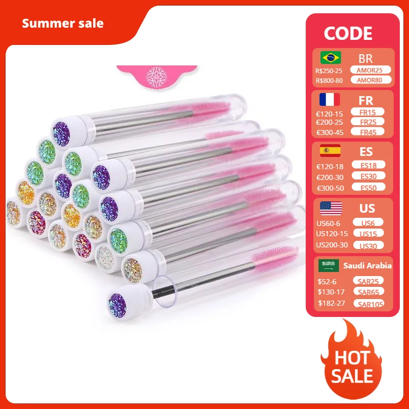 10pcs Pink Eyelashes Brushes Reusable Eyebrow Brush for Eyelash