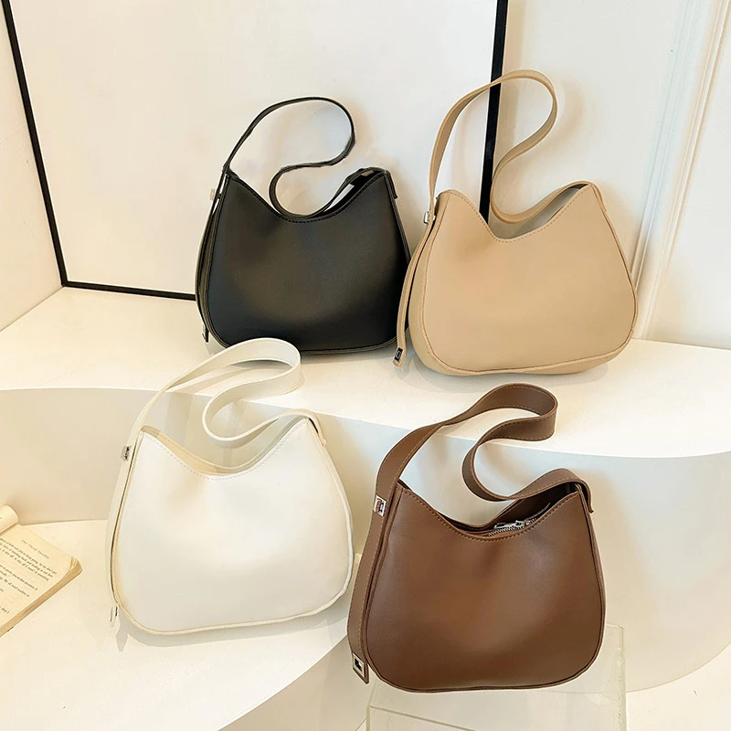 Winter Minimalist Trend With Lock Texture Large Capacity Women's Underarm Shoulder Bag PU Leather Hobo Crossbody Bag