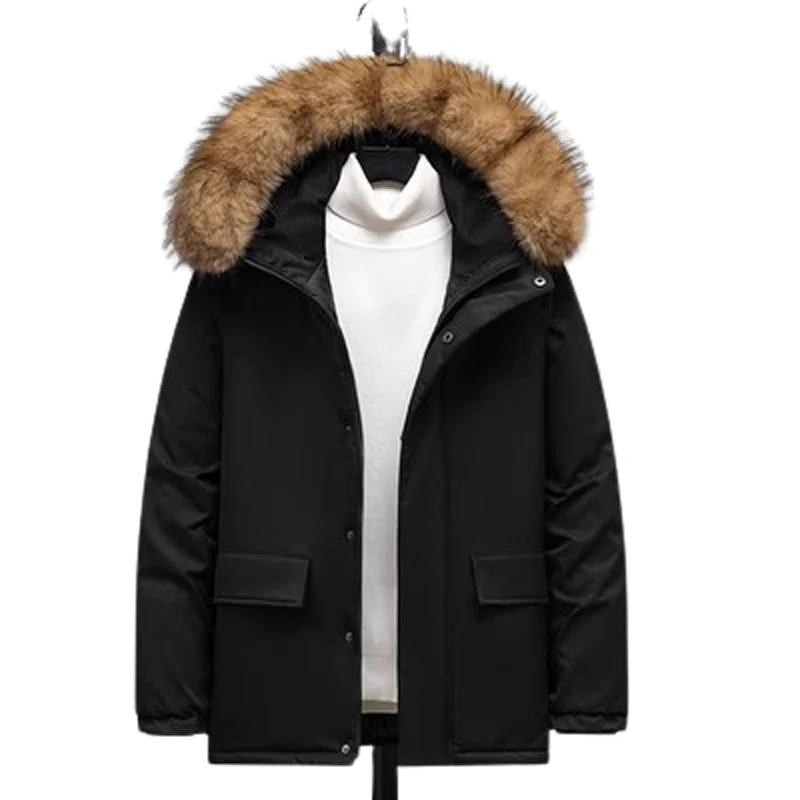 Winter Cargo Jacket Men Luxury Brand Windproof Casual Thicken Warm Fur Collar Hooded Parka Padded Male Loose Down Coat Clothes