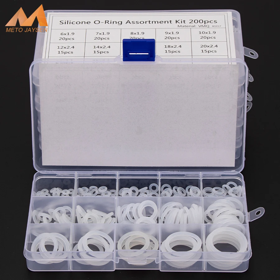 

150-225pcs Silicone VMQ White Sealing O-rings OD 6mm-35mm CS1mm 1.5mm 1.9mm 2.4mm 3.1mm Durable Gasket O Rings Assortment Kit S5