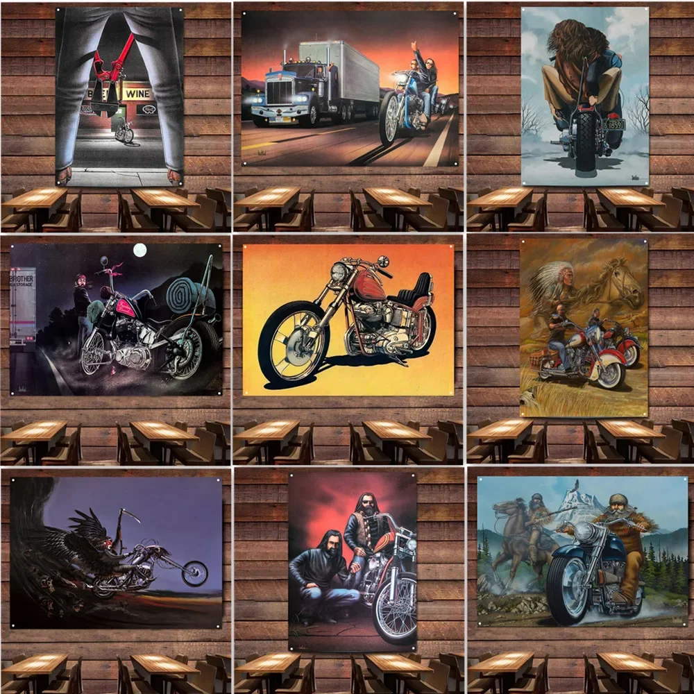 Easy Rider Retro Wall Art Flag Arazzo Moto Biker Poster Wall Chairs Garage Car Repair Shop Stazione Di Servizio Home Decor Banner