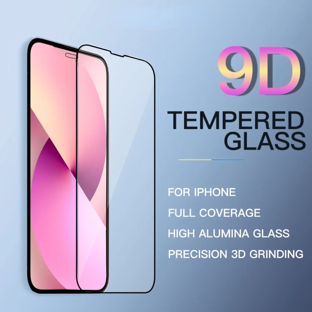 

Полное покрытие для iPhone14 13 pro Max 12 Pro 11 X XS max 8 7 Plus Mini 9H прозрачное HD закаленное стекло 9D пленка защита для экрана