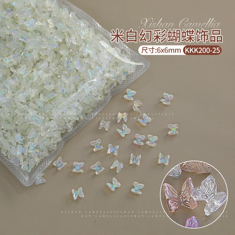 100pcs/Bag White Ribbon Resin Bow Nail Charms Parts 3D Butterfly Nail Art Decoration Accessories for DIY Manicure Korean Design 5