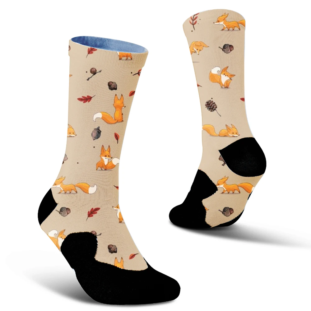 Men Fashion Print Harajuku Cotton Sports Running Socks Neutral Cool Funny Hiphop Casual Pastel Pack Long Tube Set
