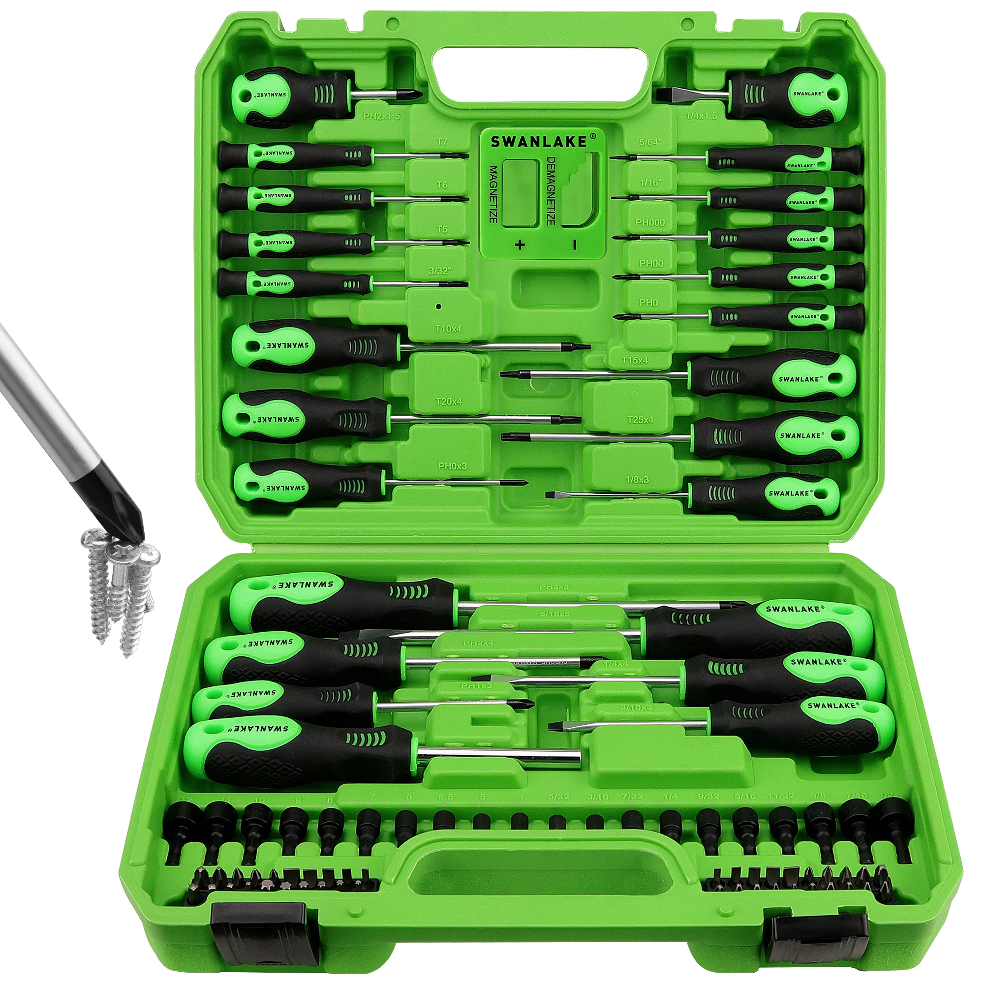 SWANLAKE 86PCS Magnetic Screwdriver Set,Includes Slotted/Phillips/Torx Mini Precision Screwdriver, Replaceable Screwdriver Bits