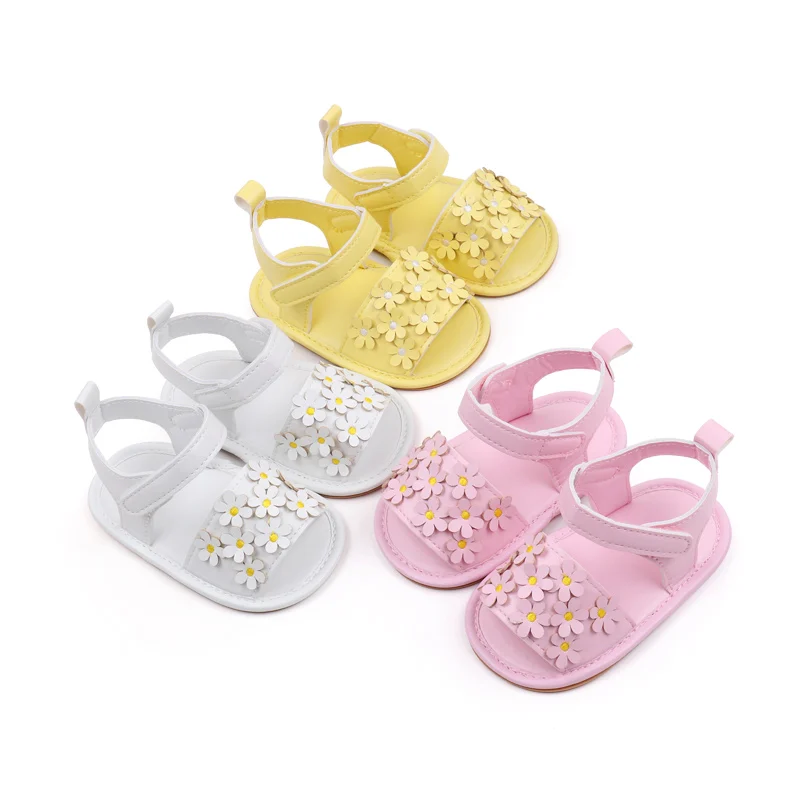 Baby Girl Shoes Cute Flowers Beautiful Sandals Summer Walking Infant Shoes 2024 New Fashion High Quality PU and TPR BHX3195 2