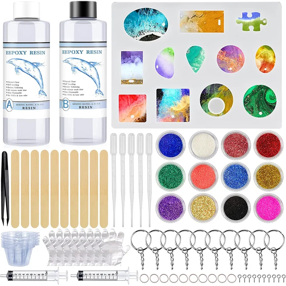 Epoxy Resin Kit for Jewelry Making with Silicone Molds