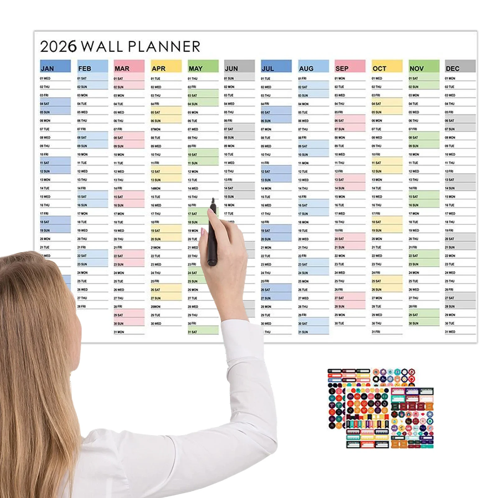 Yearly Wall Calendar and Planner: Home & Desk Decor Organizer