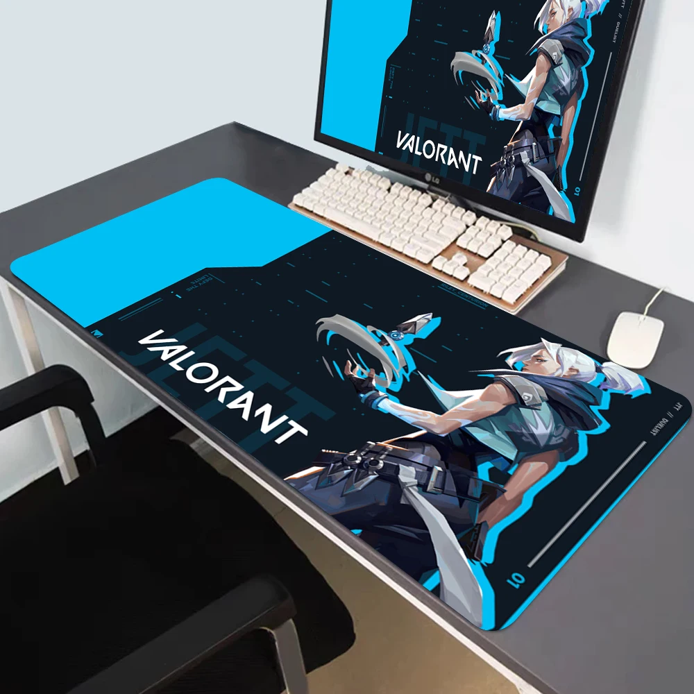 Alfombrilla de ratón grande de goma antideslizante para ordenador portátil, accesorio de oficina para gamer, teclado, escritorio, gran juego, Valorant Jett, XXL