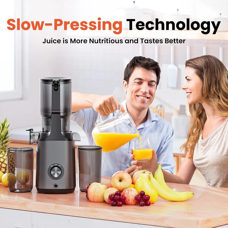 Cold Press Juicer,JoyBear Slow Masticating Machines with 4.3" Extra Large Feed Chute Fit Whole Fruits Vegetables Easy Clean Self 5