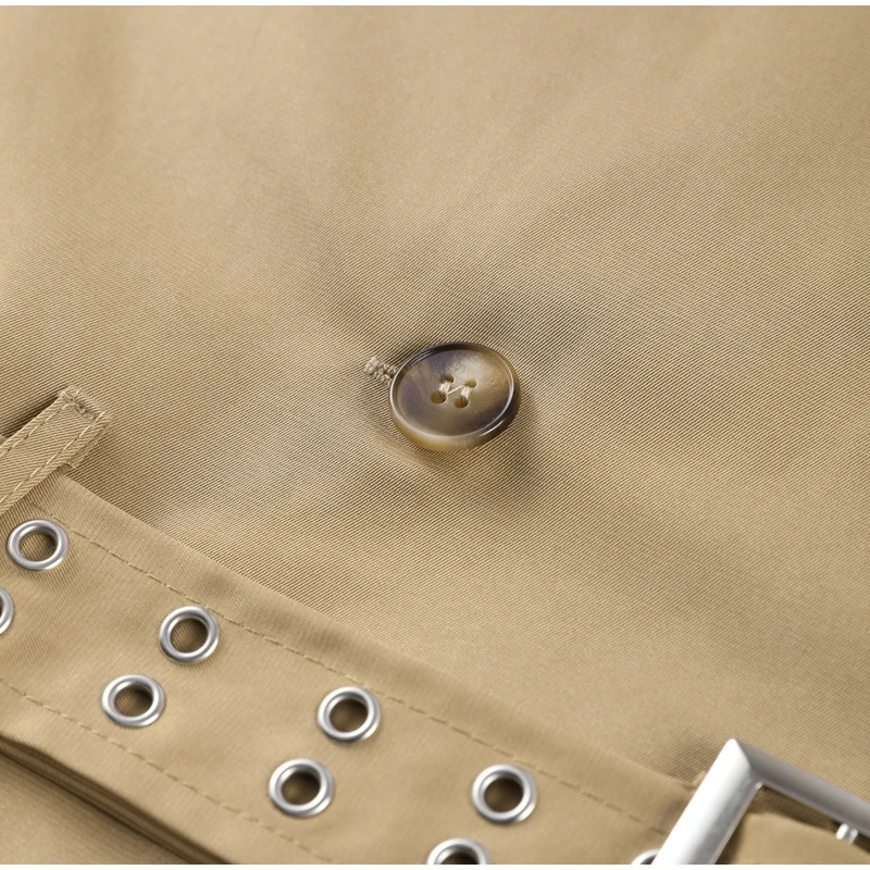Doppel Gürtel Mit Kapuze frauen Jacke Chic Volle Hülse Taste Kurze Weibliche Jacken 2025, Herbst Mode Neue High Street dame Outwears – Detail 7