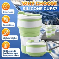 350ml Silica Gel Collapsible Cup Reusable Leakproof Travel Coffee Mug Foldable Portable for Hiking Camping Office Heat Resistant 3