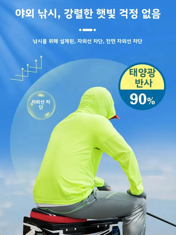 남성 낚시용 자외선 차단 의류 아이스 실크 야외 통기성 모기 방지 UV 차단 모자 코트 봄 여름 가을