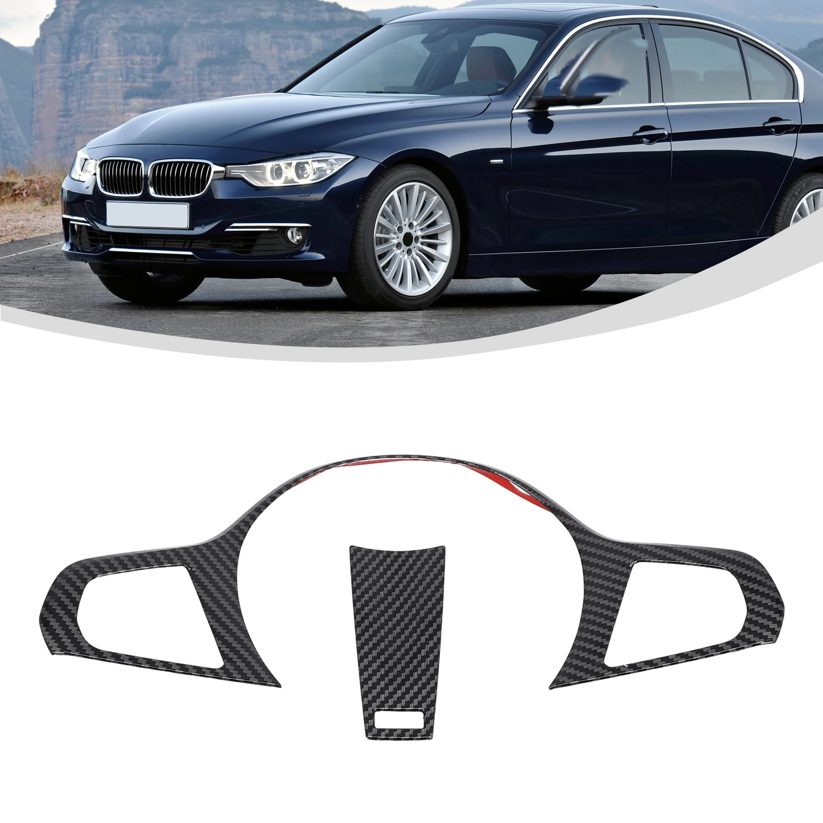 

1pcs Carbon-Fiber Car Steering Wheel Panel Decorate Interior Accessory Carbon Fiber ABS//For BMW 3 For G20 2020-22