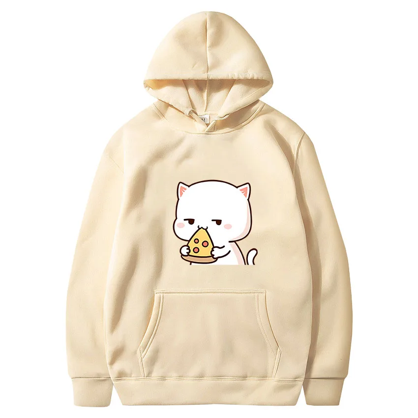 Cute Mochi Peach Cat Felpe In Cotone Manica Lunga Kawaii Milk Mocha Teddy Bears Felpa Con Cappuccio Pocket Pullover Streetwear Per Coppie