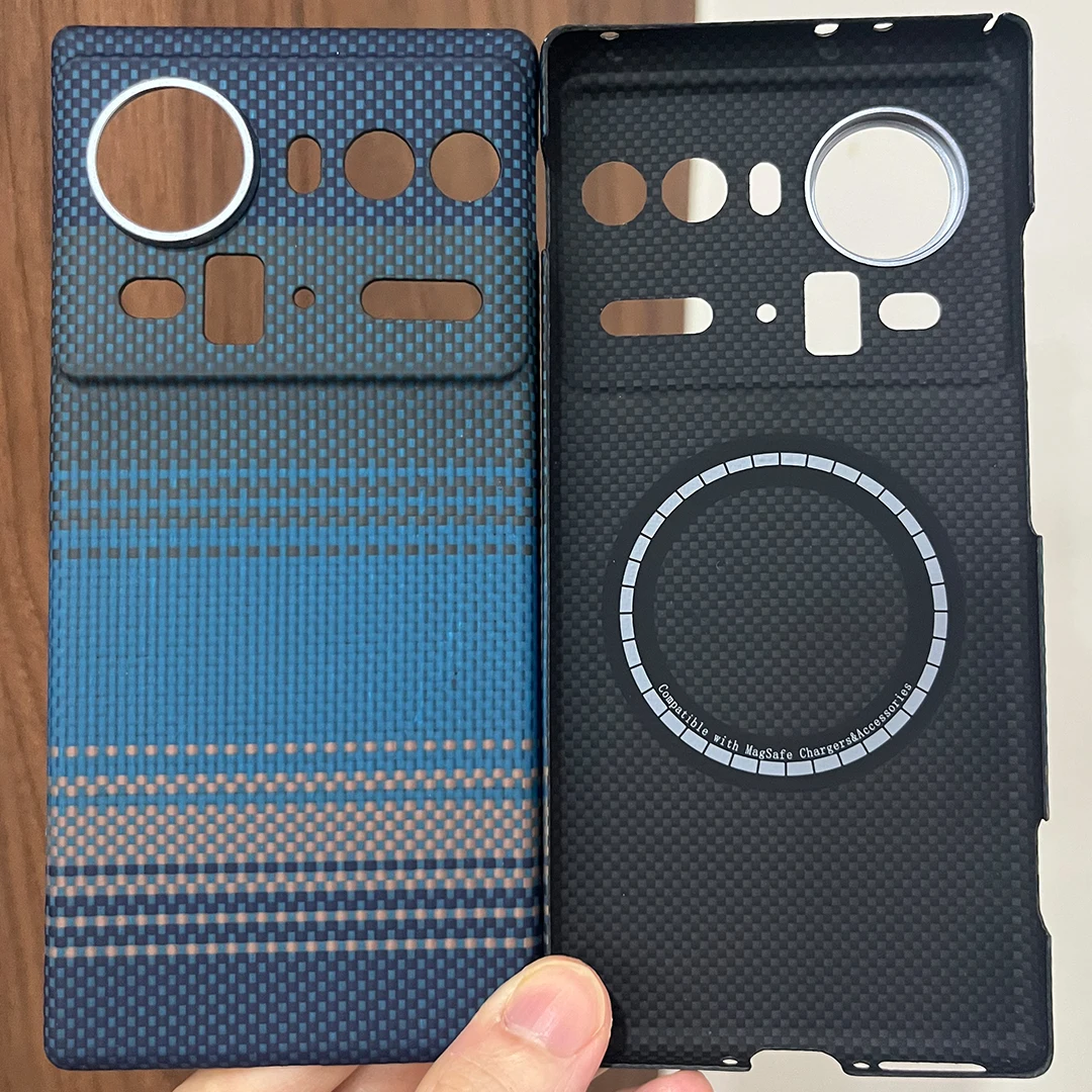 マグネット式アラミドカーボンファイバー製スマホケースカバー